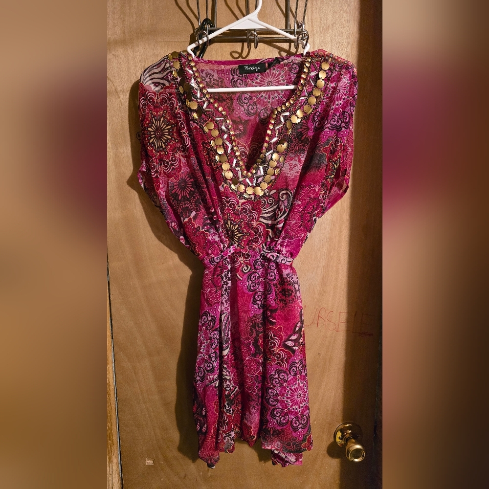 Boho Chic Pink Paisley sheer cover up (or dress if you so desire)